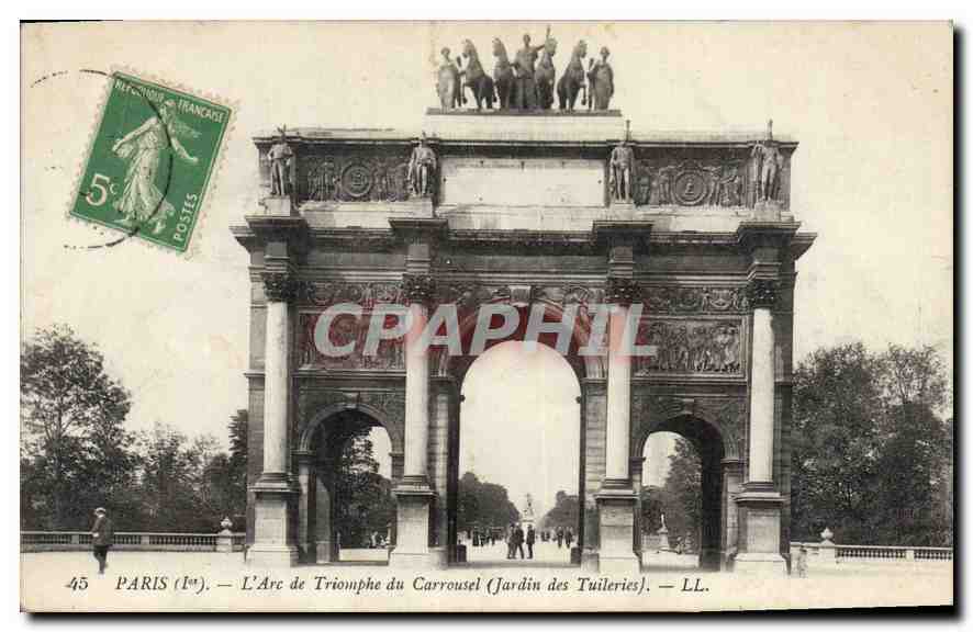 CPA Paris Ier l'Arc de Triomphe du Carrousel jardin des Tuileries 