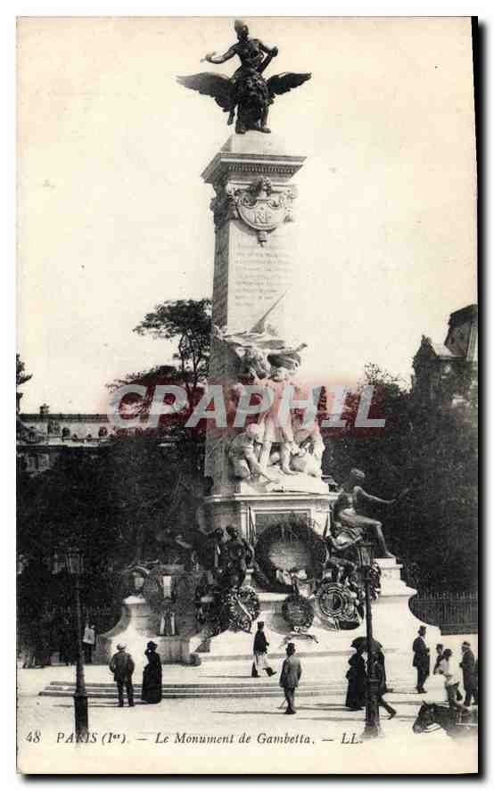 CPA Paris Ier le monument de Gambetta 