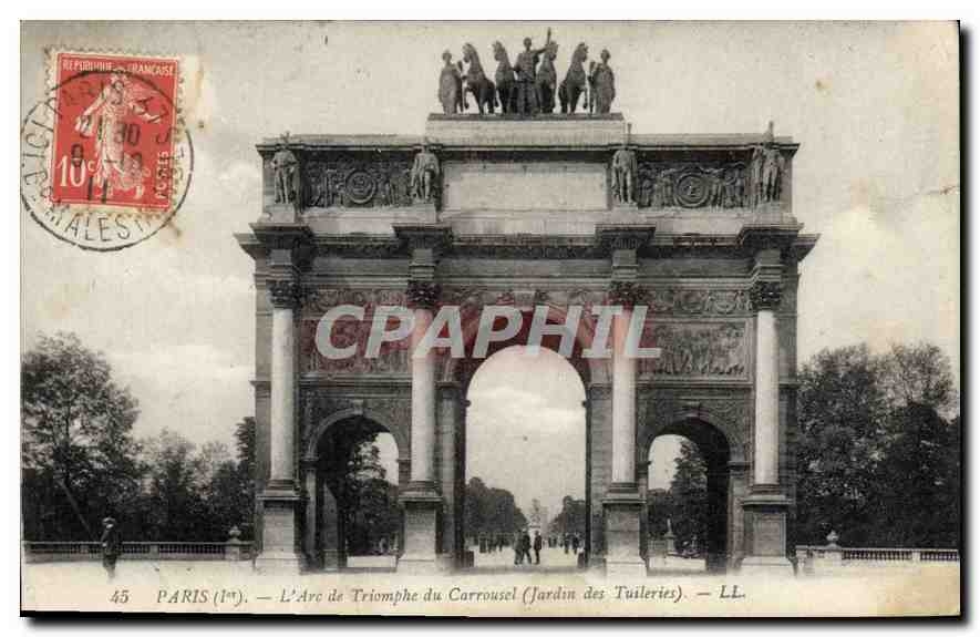 CPA Paris Ier l'Arc de Triomphe du Carrousel jardin des Tuileries 