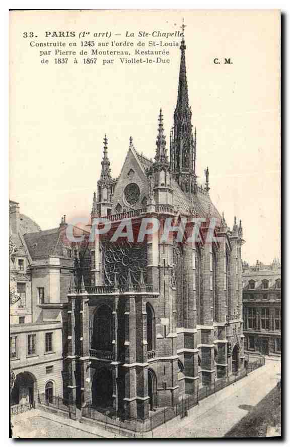 CPA Paris Ier arrt la Ste Chapelle construite en 1245 sur l'ordre de St Louis par Pierre de Montreau