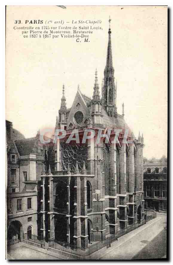 CPA Paris Ier arrt la Ste Chapelle construite en 1245 sur l'ordre de St Louis par Pierre de Montreau