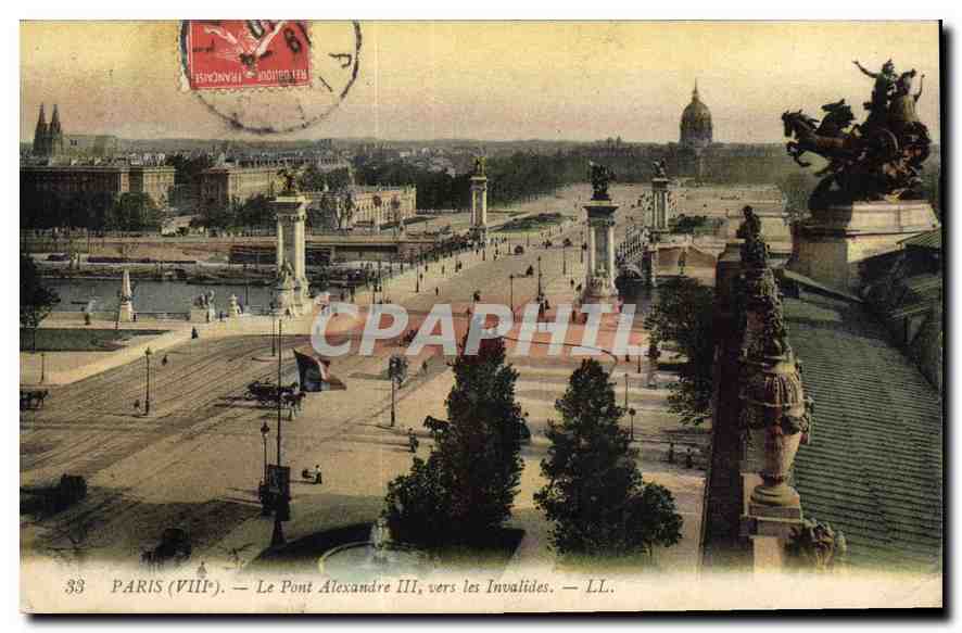 CPA Paris VIII Le Pont Alexandre III vers les Invalides 