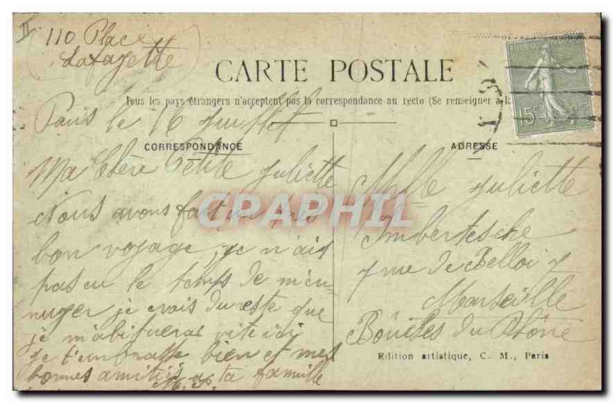 CPA Paris 8 arrt Le Palais de l'Elysee  — Verso