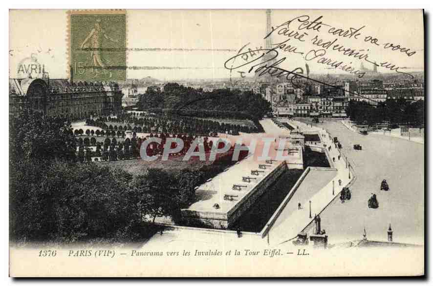 CPA Paris VII Panorama vers les Invalides et la Tour Eiffel 