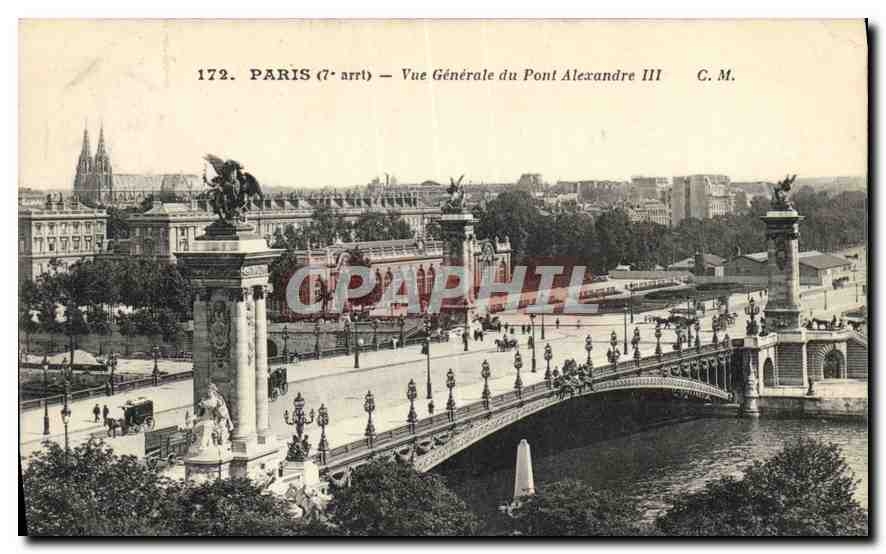 CPA Paris 7 arrt Vue generale du pont Alexandre III 