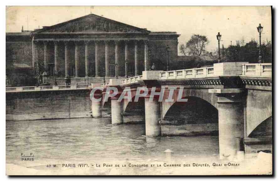 CPA Paris VII le pont de la Concorde et la Chambre des Deputes Quai d'Orsay 