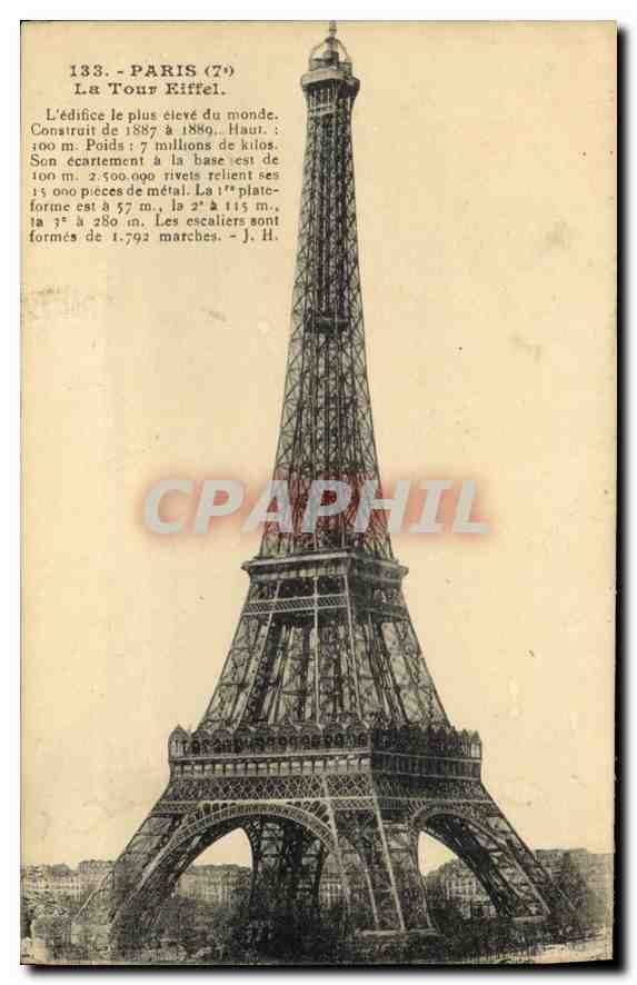 CPA Paris 7 arrt La Tour Eiffel 