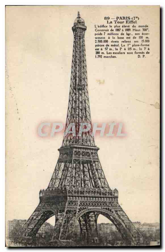 CPA Paris 7 arrt La Tour Eiffel 