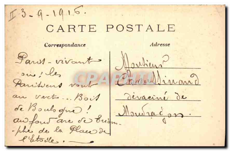 CPA Paris 6 arrt L'Avenue du Bois de Boulogne  — Verso