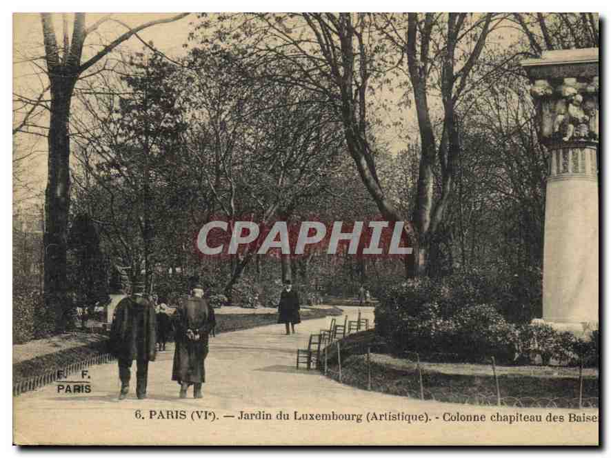 CPA Paris VIe jardin du Luxembourg Artistique Colonne Chapiteau des Baisers