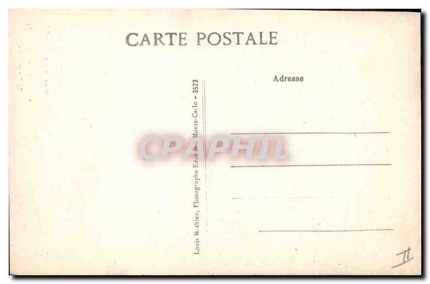 La Principauté de Monaco vue du Vistaéro — Côte-d'Azur — Louis Mathieu, Monte-Carlo, n° 3522 — Reverso