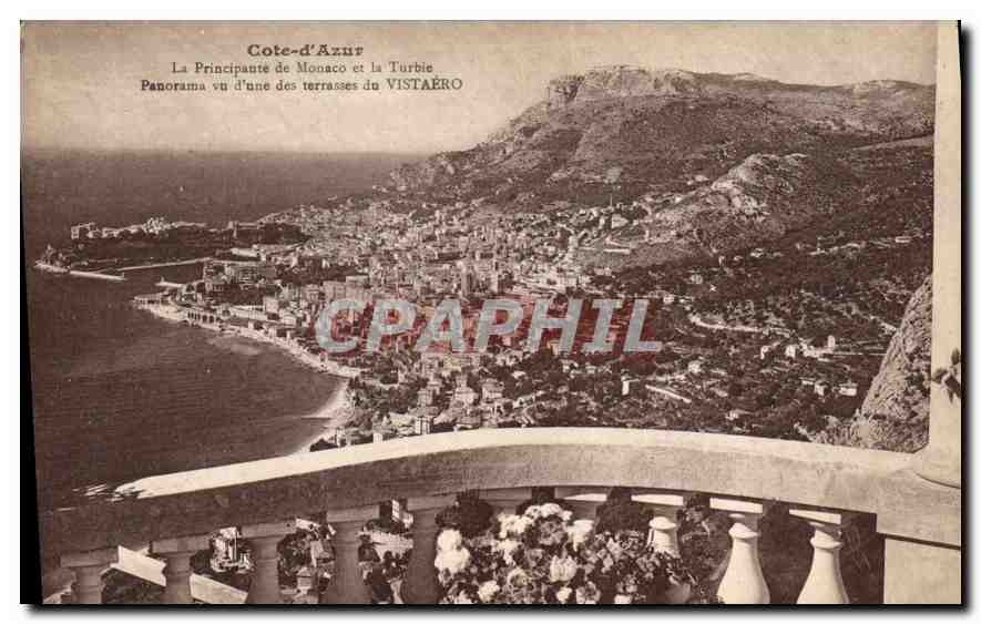 Côte-d'Azur — La Principauté de Monaco et la Turbie — Panorama vu d'une terrasse du VISTAÉRO — Louis Mathieu, Photographe, Nice-Côte d'Azur
