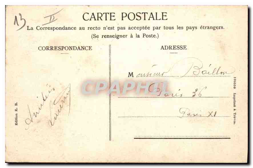 CPA Marseille le chateau d'If  — Verso