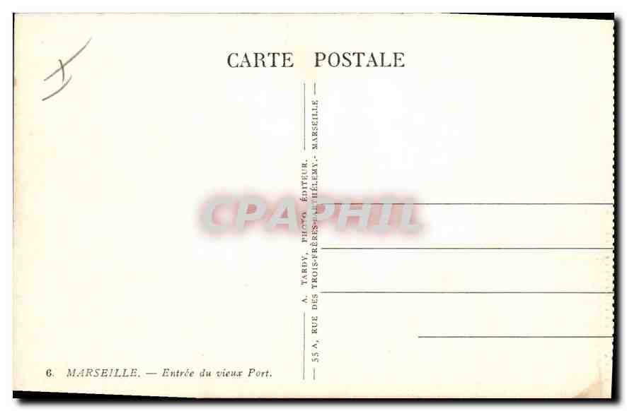 CPA Marseille entree du vieux Port  — Verso