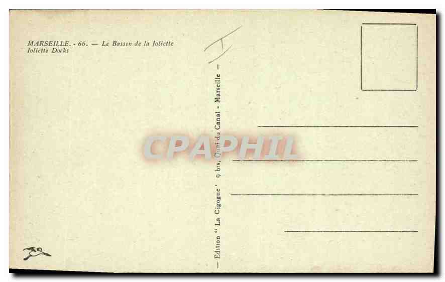 CPA Marseille la Bassin de la Joliette  — Rückseite