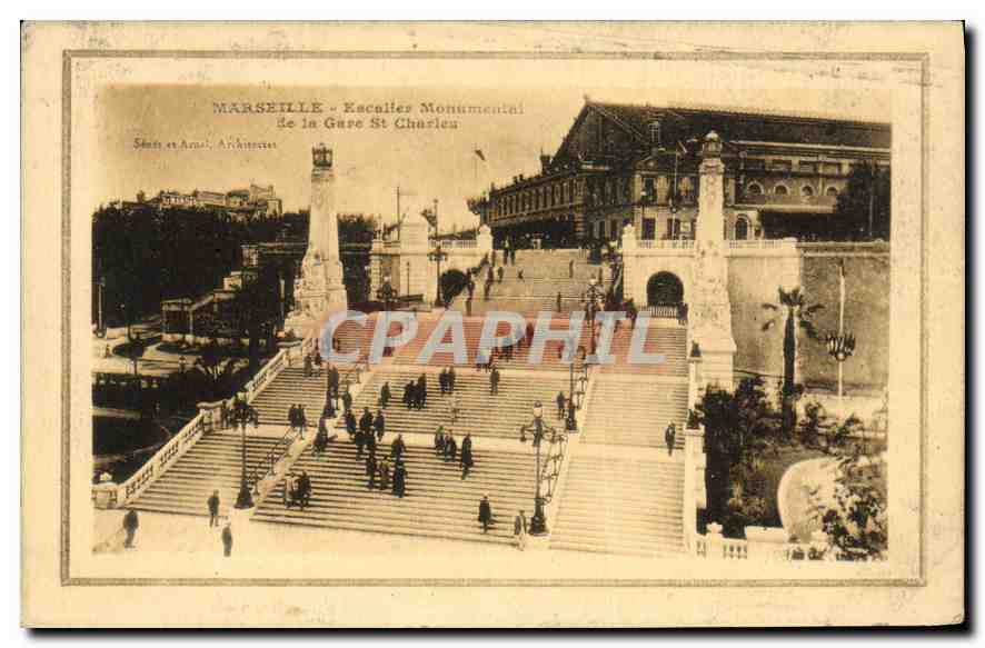 CPA Marseille Escalier Monumental de la Gare St Charles 