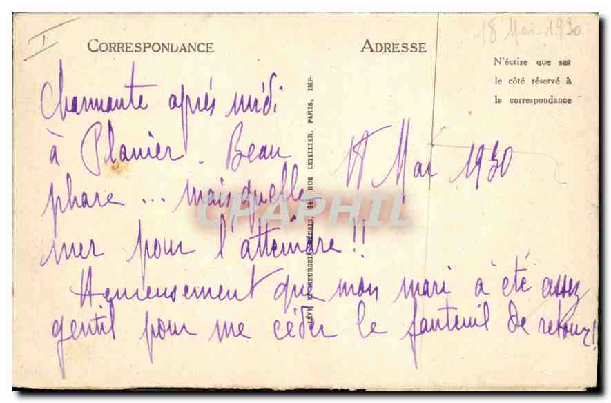 CPA Marseille le Phare de Planier  — Verso