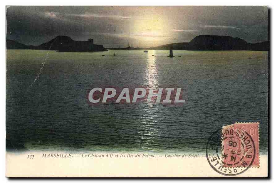 CPA Marseille le chateau d'If et les Iles du Frioul coucher de Soleil 