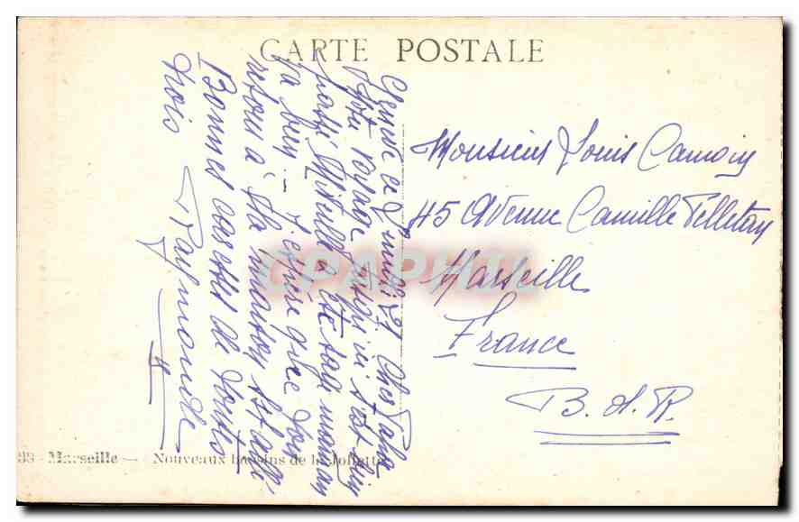 CPA Marseille Nouveaux  — Verso