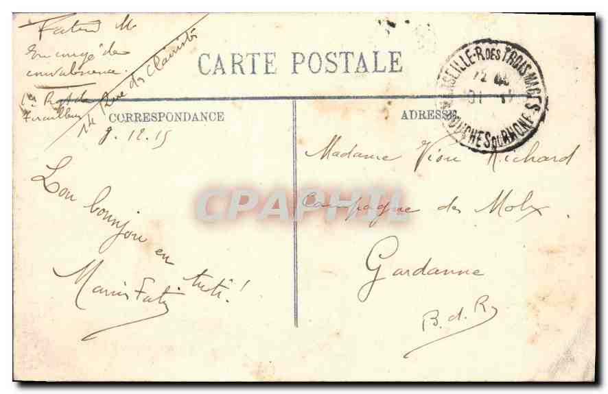 CPA Marseille Notre Dame de la Garde  — Rückseite