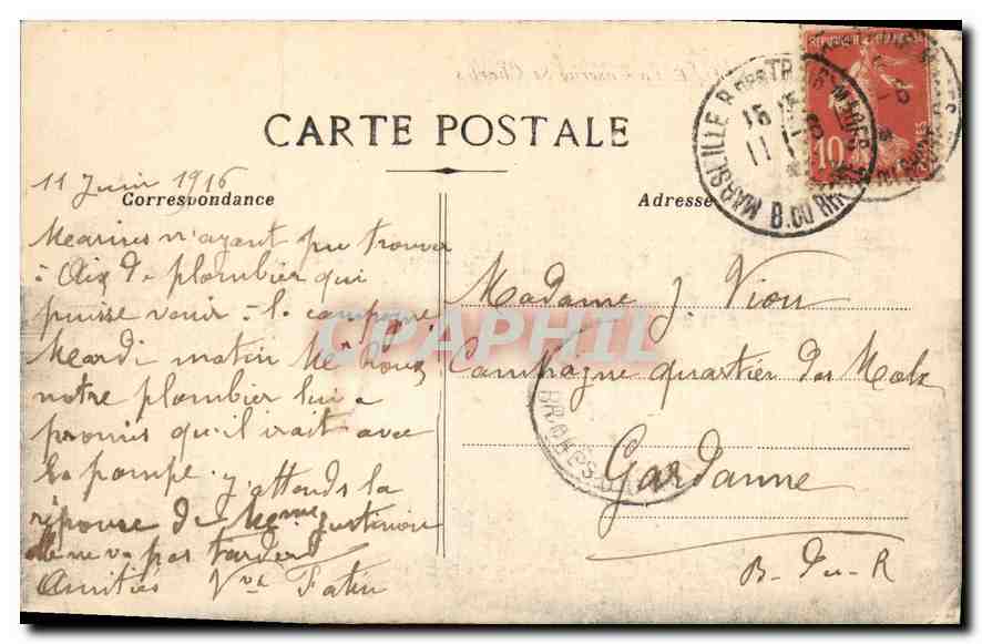 CPA Marseille la Caserne St Charles Militaria — Verso