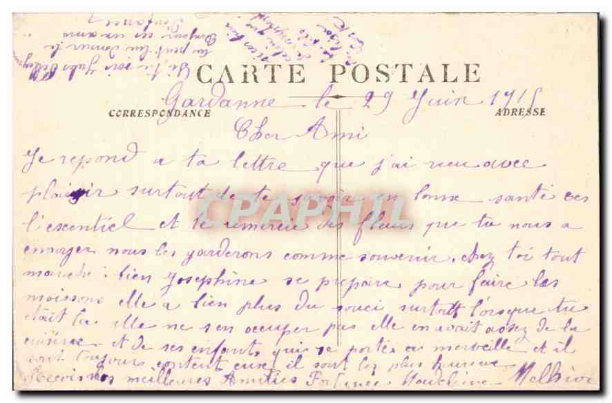 CPA Marseille Fontaine Cantini Motif central le Rhone  — Verso
