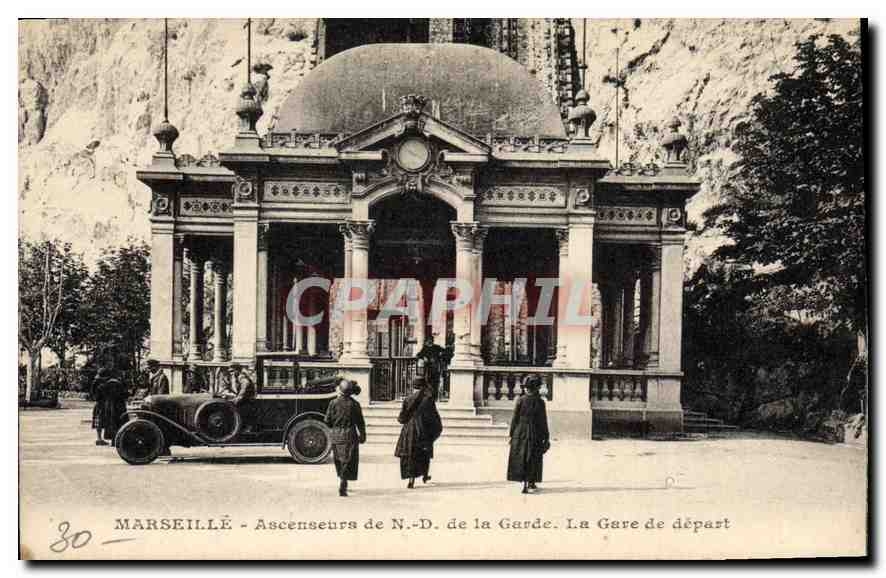 Marseille - Ascenseurs de N.-D. de la Garde. La Gare de départ