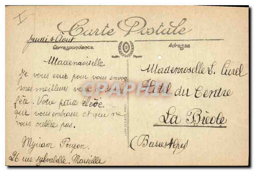CPA Marseille une vue sur Notre Dame de la Garde  — Rückseite