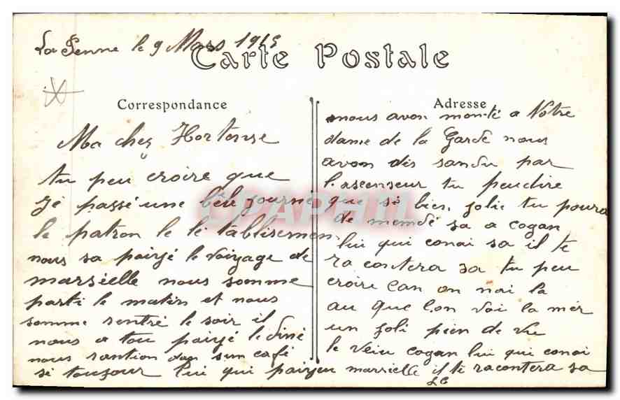 CPA Marseille Ascenseur de Notre Dame de la Garde  — Rückseite