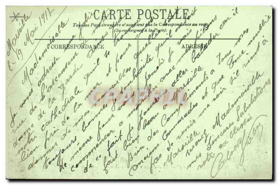 CPA Marseille le Haut des Ascenseurs et Notre Dame de la Garde  — Rückseite