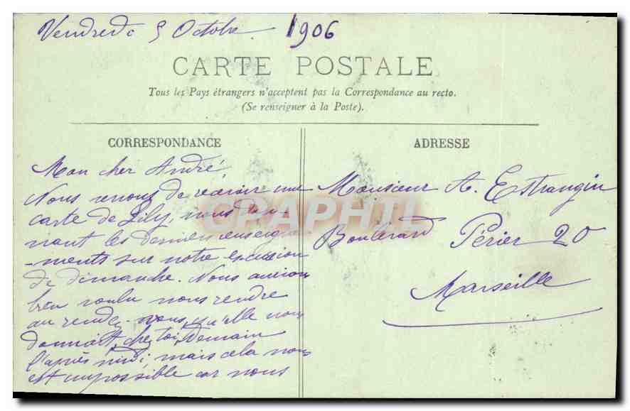 CPA Soleil couchant a Marseille  — Verso