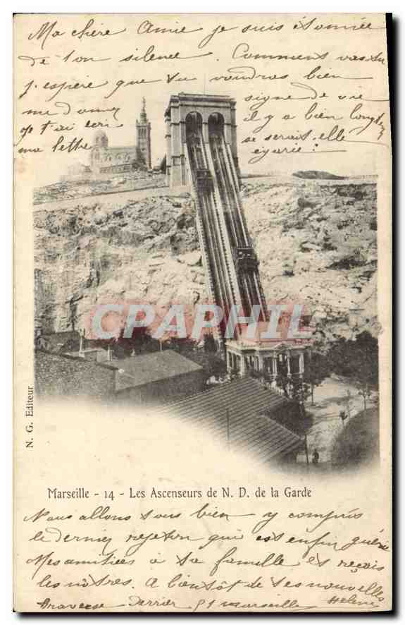 CPA Marseille les Ascenseurs de N d de la Garde 