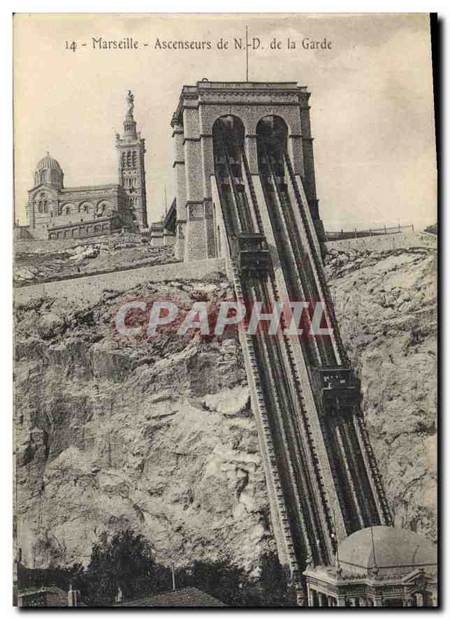 CPA Marseille Ascenseurs de N D de la Garde 