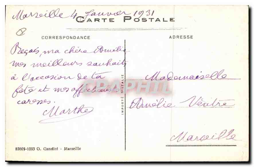 CPA Marseille Notre Dame de la Garde  — Rückseite