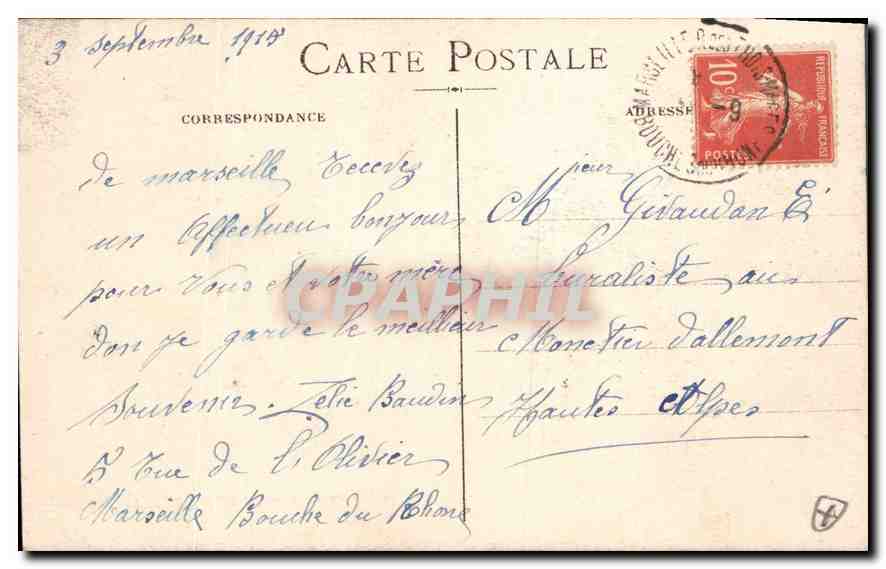 CPA Marseille Notre Dame de la Garde  — Rückseite