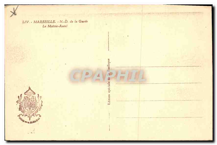 CPA Marseille N d de la Garde le Maitre Autel  — Rückseite
