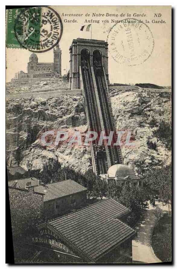 CPA Marseille Ascenseur de Notre Dame de la Garde 