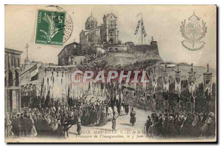Marseille, N.-D. van Garoupe — Processie van de inauguratie, 5 juni 1889 — uitgever onbekend, n° XLIX
