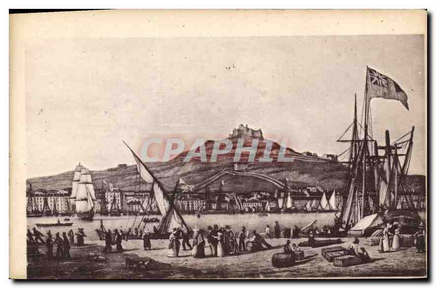 CPA Marseille Ancien vue de la ville et du Fort Notre Dame de la Garde en 1825 