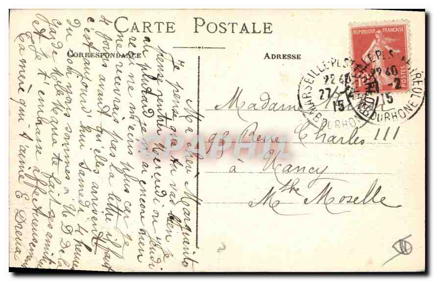 CPA Souvenir de N d de la Garde Marseille  — Rückseite