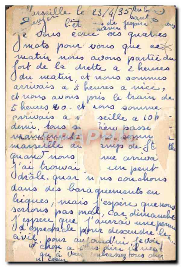 CPA Marseille Notre Dame de la Garde  — Verso