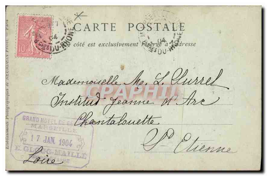 CPA Marseille l'Ascenseurs et Notre Dame de la Garde  — Verso