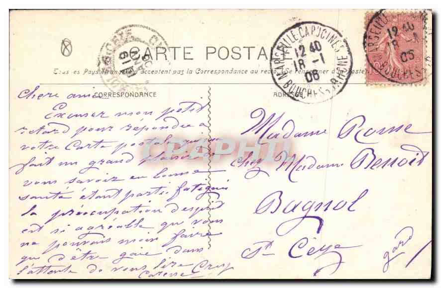 CPA Marseille N D de la Garde  — Rückseite