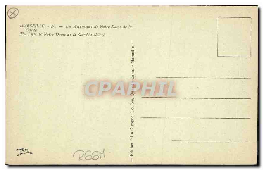 CPA Marseille les Ascenseurs de Notre Dame de la Garde  — Rückseite