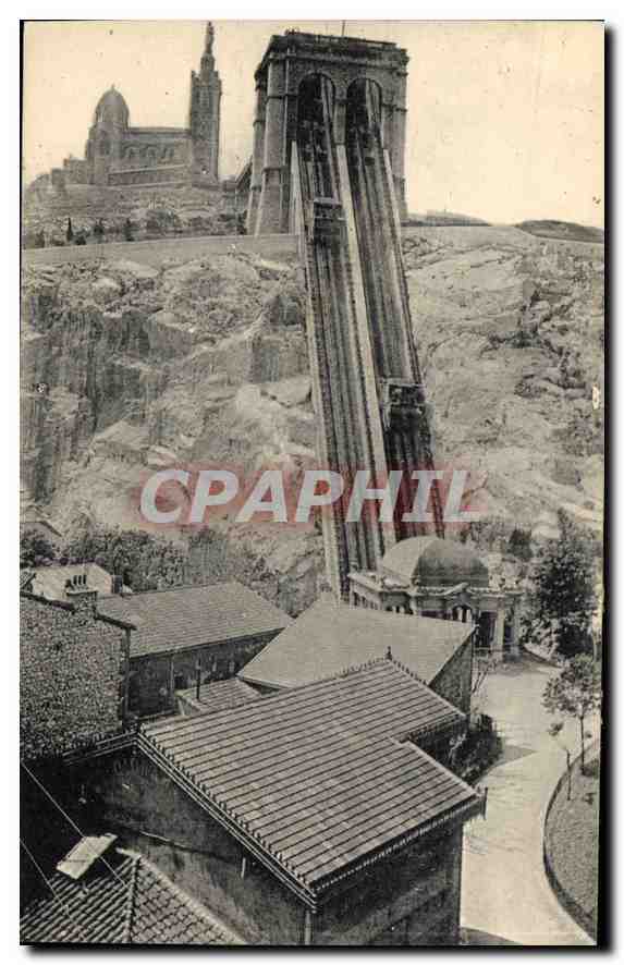 CPA Marseille Les Ascenseurs de Notre Dame de la Garde 