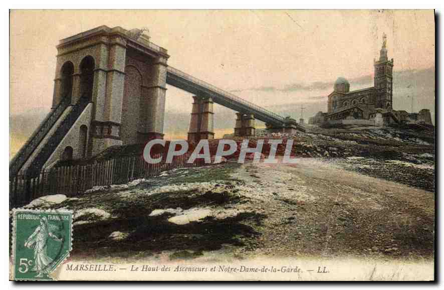 CPA Marseille le Haute des Ascenseurs et Notre Dame de la Garde 