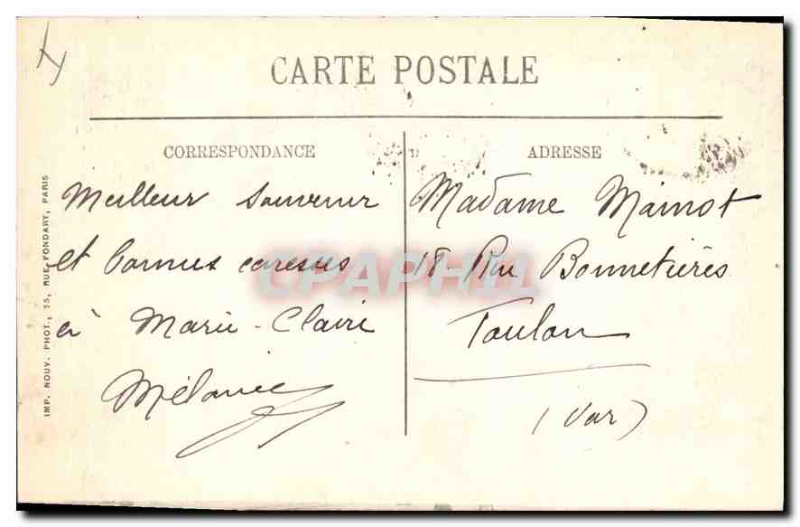 CPA Marseille Prefecture  — Verso