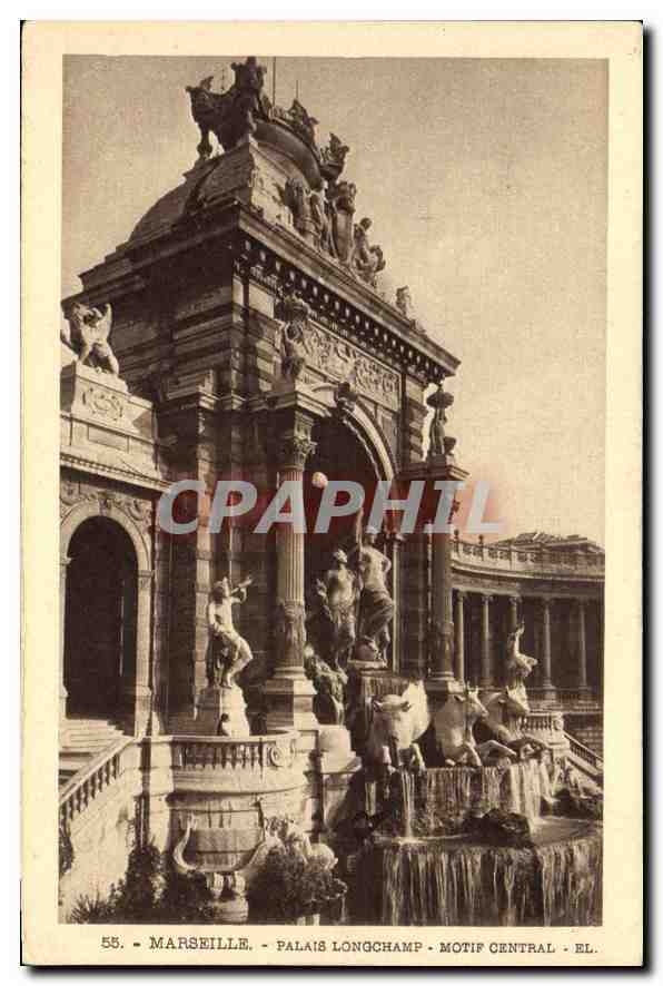 CPA Marseille Palais Longchamp Motif centrale 