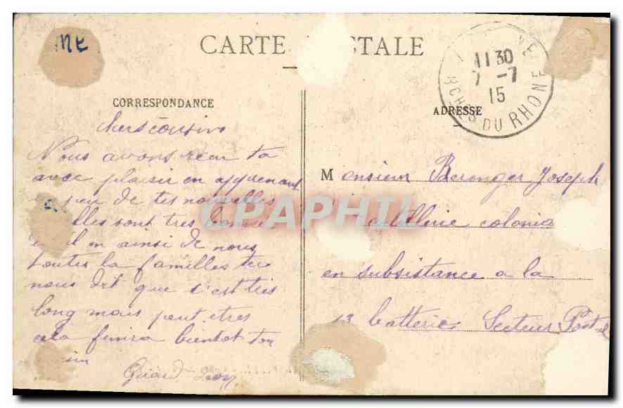 CPA Marseille Cours Belsunce Tramway — Verso