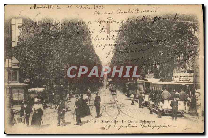 Marseille - Le Cours Belsunce — vue de rue avec tramway — P. 8 — Photographie
